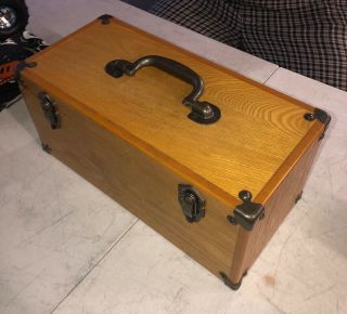 Vintage Style Wooden Oak Tool Box Chest Storage Estate Find Unique