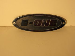Vintage E - One Firetruck Metal Emblem Ornament Script Nameplate Trim Badge