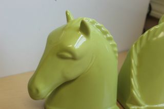 Vintage Mid Century Green Abingdon Horse Head Bookends - 3lbs Each 2