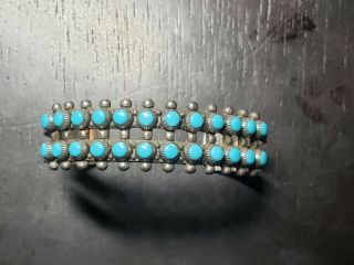 Vintage Southwest Native Sterling Silver And Turquoise Cuff Bracelet