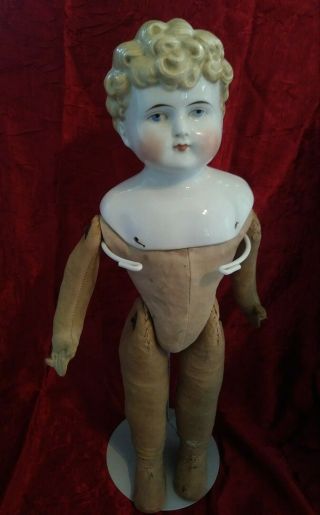 Antique German Boy 16 " Blond Hair Blue Eyed China Doll