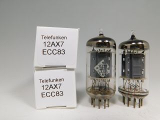 Telefunken 12ax7 Ecc83 Matched Vintage Audio Tube Pair Ribbed Plates (test 100)