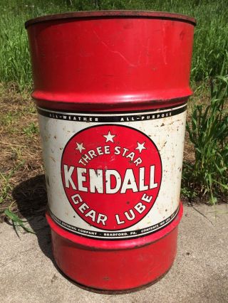 Vintage Kendall Gear Lube Oil Can 16 Gallon Drum Barrel Garage Gas Station