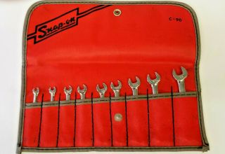 Vintage Snap On C - 90,  9 Piece Sae 6 Point Ignition Wrench Set 1/8 " To 3/8 ",  1987