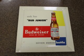 Rare Vintage Budweiser Junior Metal Sign 13 " X 12 "