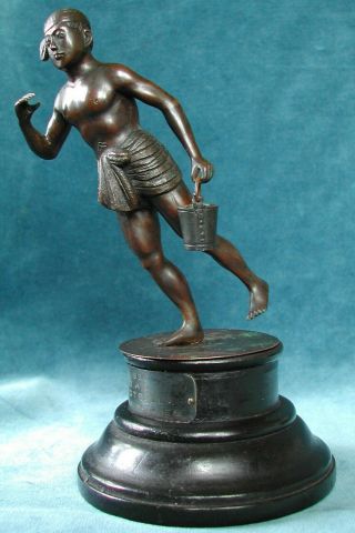 Vintage Bronze Statue 1950 Football Trophy Waterboy Lovely Patina Probably Burma