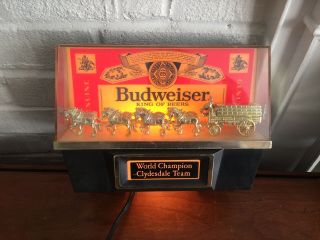 Vintage Budweiser Beer Advertising Bar Sign Clock W Clydesdale Horses