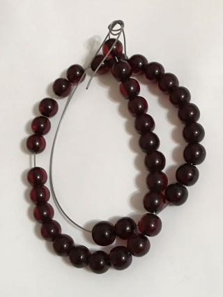 Vintage Gorgeous Art Deco Cherry Amber Bakelite Bead Necklace - 18.  20 Grams