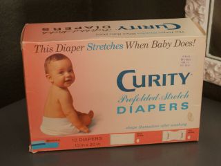 Vintage Box Of 12 Kendall Curity Stretch Cloth Diapers 13 In X 20 In