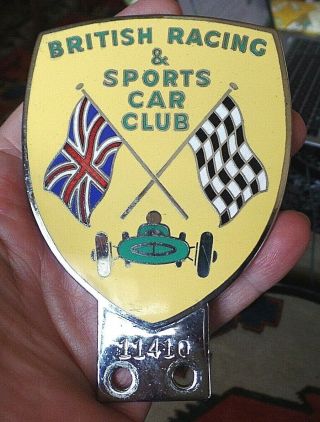 Vintage 1950s British Racing & Sports Car Club Enamel Grill Badge