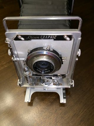Vintage Graflex Crown Graphic Folding Camera 4 By 5 W/kodak Ektar 4.  7 127mm Lens