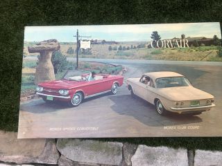Vintage Corvair Monza Spyder Gm Dealer Showroom Poster 32x18,  Cardboard