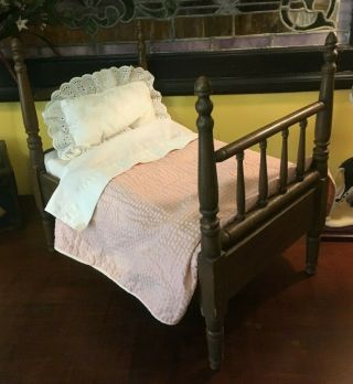 Vintage Wood Doll Poster Bed 17 " Long