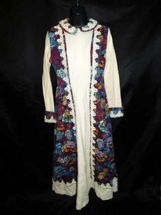 Vintage 70s S Jessica Gunne Sax Purple Blue Floral Maxi Dress Hippie Boho Gypsy