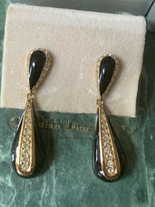 CHRISTIAN DIOR NOS Vintage Earrings Haute Couture Pave Ice Rhinestones 14K Post 5