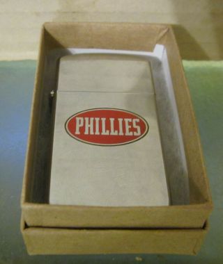 Vintage Rare 1961 Phillies Blunt Cigars Slim Zippo Lighter