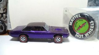 Vintage Hot Wheels Red Lines Usa 1968 Custom T - Bird [purple] W/button