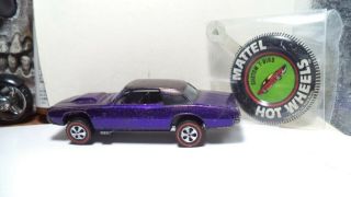 Vintage Hot Wheels Red Lines USA 1968 Custom T - Bird [Purple] w/button 2