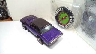 Vintage Hot Wheels Red Lines USA 1968 Custom T - Bird [Purple] w/button 6