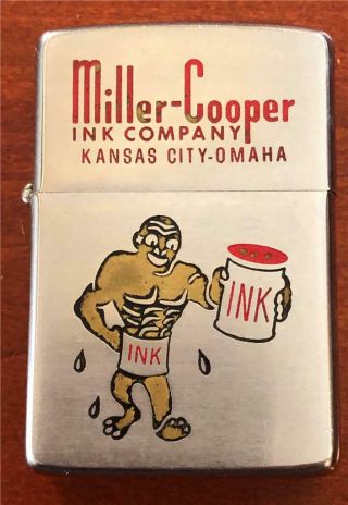 Old Vintage 1965 Zippo Lighter Great Graphics Miller Cooper Ink K C