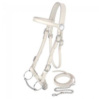 King Series White Leather Draft Horse Size Bridle And Lead Set 42 - 9650