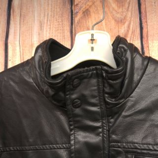 Levi ' s Mens Vintage Deer Trucker Black Leather Sherpa Lined Jacket L 3
