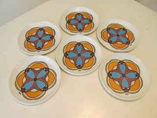 Vintage 6 Dinner Plate Set Peter Max Clover Iroquois China Syracuse Ny