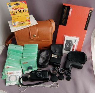 Vintage Pentax Auto 110 Outfit With 4 Lens,  Filters,  Hoods,  Bag,  Box,  Docs