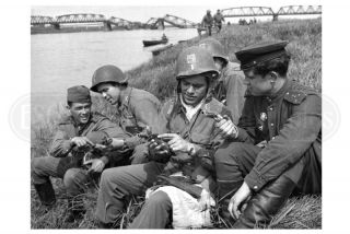 American And Soviet Soldiers Germany 1945 Ww2 Photograph 4x6