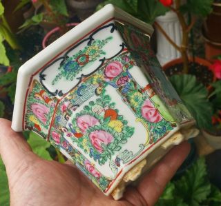 Planter Vtg Chinese Rose Medallion Porcelain Flower Pot Vase Pottery Painting