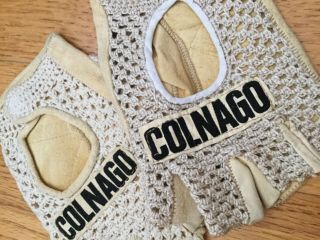 Vintage Colnago Leather Crochet Gloves Saronni Size M