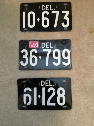 3 - Vintage Delaware License Plates