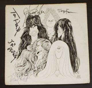 Rare Aerosmith " Draw The Line " Lp Signed By All Members At Cats Records In 1986