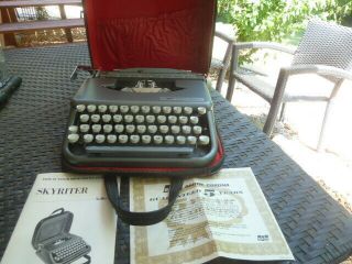 Vintage Smith Corona Skyriter Portable Typewriter W/ Case & Paperwork Portable