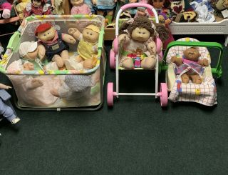 Cabbage Patch Dolls Vintage With Playpen,  Stroller And Carrier