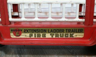 Vintage 1950’s Buddy L Extension Ladder Fire Truck 5751 Pressed Steel 29 