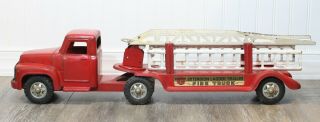 Vintage 1950’s Buddy L Extension Ladder Fire Truck 5751 Pressed Steel 29 