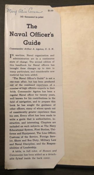 Rare 1943 WW2 The Naval Officer ' s Guide by Arthur A.  Ageton,  2nd Second Edition 3