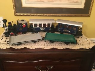 Vintage Lgb “blue” Christmas Train Set Engine Locomotive/boxcar/flatbed/track