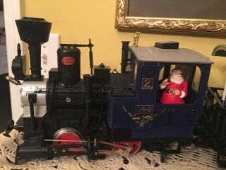 Vintage LGB “Blue” Christmas Train Set Engine Locomotive/Boxcar/Flatbed/Track 3