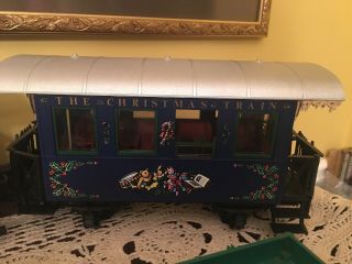 Vintage LGB “Blue” Christmas Train Set Engine Locomotive/Boxcar/Flatbed/Track 5