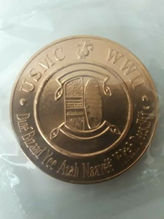 USMC WWII - - NAVAJO - - CODE TALKERS CHALLENGE COIN - - in plastic 2