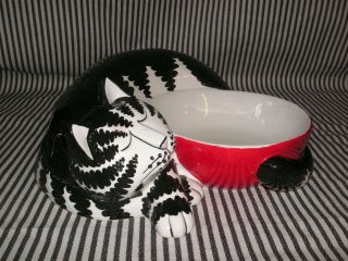 NIB NWT NOS VINTAGE KLIBAN CAT SLEEPING w/ RED BOWL DISH SIGMA CERAMIC COND 4