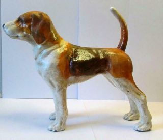 Cast Iron American Foxhound Dog Vintage Door Stop Coin Bank 1