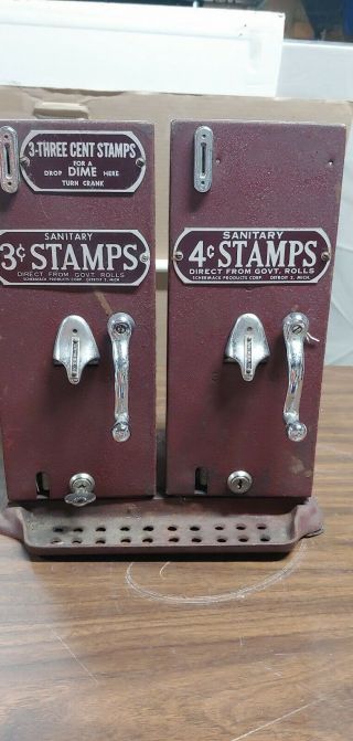 Shermack Double Stamp Machine 3 Cent 4 Cent Stamps Vintage