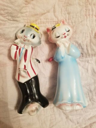 Vintage Anthropomorphic Tall Cat Salt And Pepper Shakers Py Japan