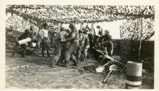 Org Wwii Photo: American Gi’s Firing Artillery Gun In Field