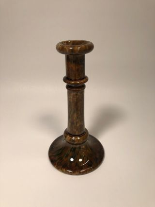 Bennington Rare Flint Enamel Glaze Candle Stick 8” Yellow Ware C1849 - 58