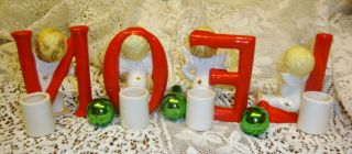 Vintage Christmas Angel NOEL Candle Holders Boys Japan Shafford 1960 8