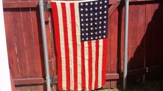 48 Star 3x5 Vintage Linen American Flag Stitched white stars,  100 era 2